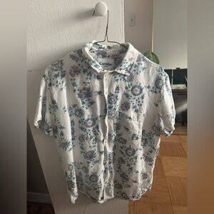 Corridor Men's Floral Print Shirt - White and Blue